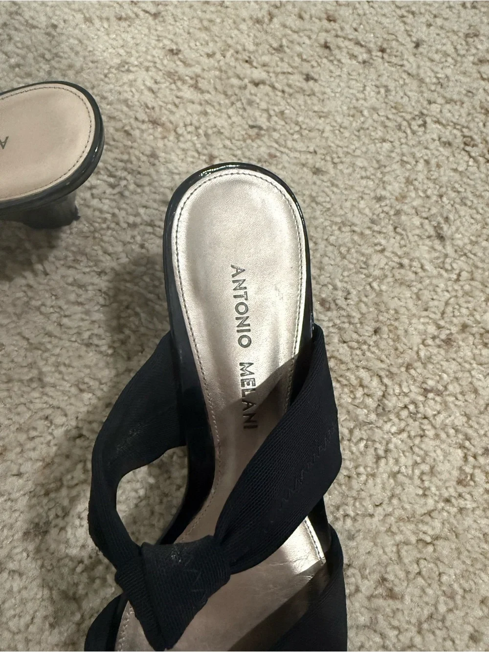 Antonio Melani Black Bow Slide Sandals Size 7.5